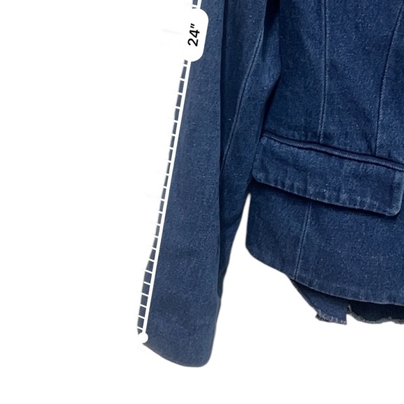 RACHEL Rachel Roy Denim Peplum Style Two Button Blazer size small - Picture 11 of 13